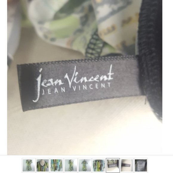 Jean Vincent Women sz S Tunic Shirt Flowy Green blue w/ graphics Made in Canada - Picture 7 of 9